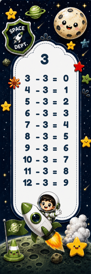 Flashcard Tabel Pengurangan Astronot Male thumbnail 5