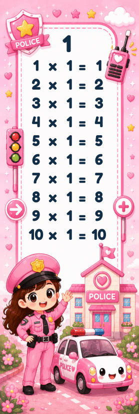 Flashcard Tabel Perkalian Polisi Female thumbnail 3