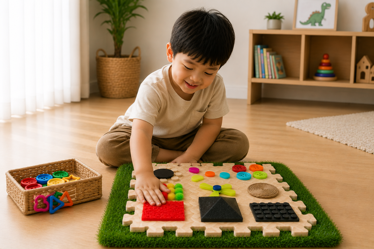 Child playing with RAVA educational toys